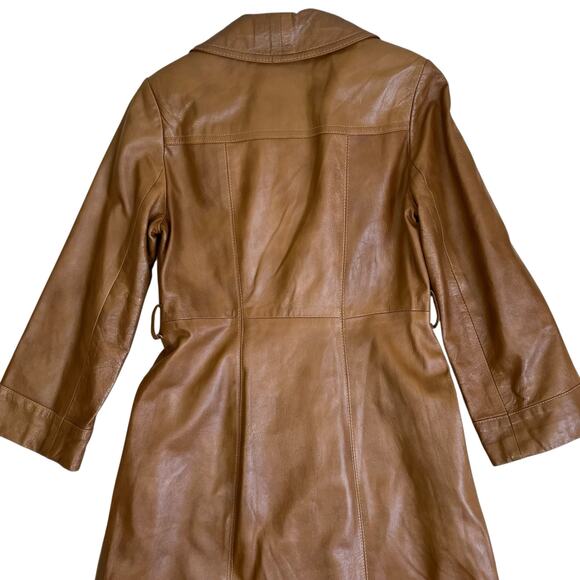 Vintage Dan Di Modes 24K Glove Leather Trench Coat Tan Brown Fitted Sz 8 - Picture 4 of 16